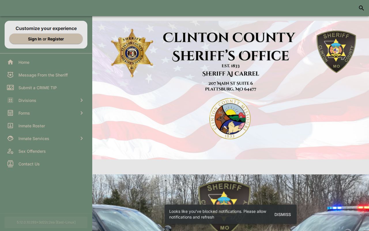 Clinton County criminal history sheriff forms page